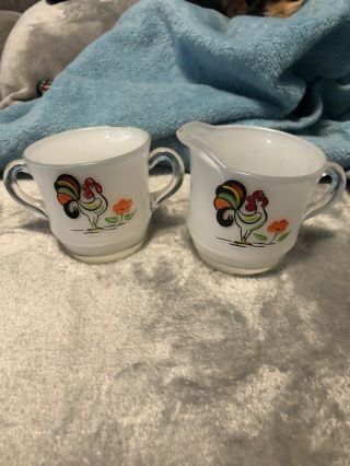 Bartlett Collins Rooster Sugar And Creamer