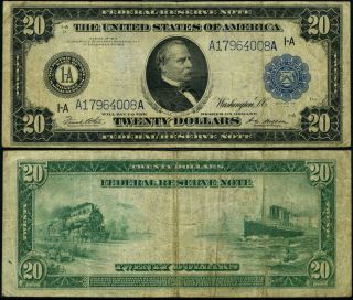 Fr.  967 $20 1914 Federal Reserve Note Boston Fine - Pinholes