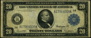 FR.  967 $20 1914 Federal Reserve Note Boston Fine - Pinholes 2