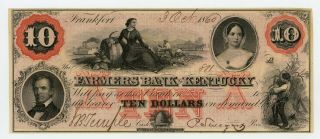 1860 $10 The Farmers Bank Of Kentucky - Frankfort,  Kentucky Note Au