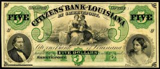 HGR SUNDAY 1860 ' s $5 Shreveport LA ( (STUNNING))  Appears GEM UNCIRCULATED 2