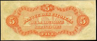 HGR SUNDAY 1860 ' s $5 Shreveport LA ( (STUNNING))  Appears GEM UNCIRCULATED 3