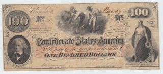 T41 Csa Confederate Currency 1862 $100 Dollars