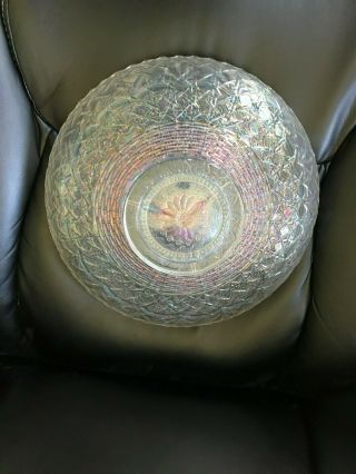 Large Dugan Persian Garden White Carnival Glass Bowl 2