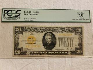 1928 $20 Gold Certificate Pcgs Very Fine 25