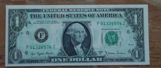 1977 - A $1 Dollar Bill Federal Reserve Note Full Offset Back To Front Transfer