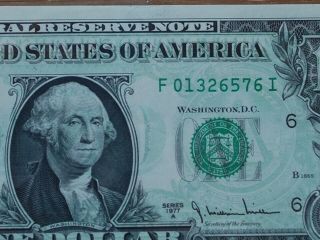 1977 - A $1 Dollar Bill Federal Reserve Note FULL OFFSET Back to Front Transfer 3