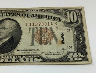 1934 A $10 Federal Reserve Note Hawaii Currency San Francisco 3