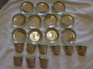 Vintage Set Of 9 Chinese Lusterware Tea Cups And Saucers Occupied Japan