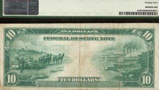 1914 $10 Dollar Federal Reserve Note Large Paper Money Currency Fr 930 Pmg 25