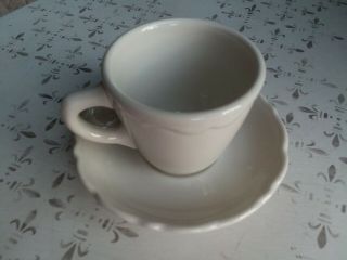 Vintage Syracuse China Restaurant Ware Diner Cup & Saucer Scalloped Ruffled Edge