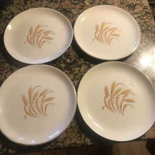 Vintage Golden Wheat Dish Homer Laughlin Dinner Plates 9” (4)