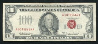 Fr.  1551 1966 - A $100 One Hundred Red Seal Legal Tender United States Note Vf,