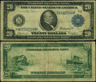 Fr.  989 $20 1914 Federal Reserve Note Chicago Vg - Graffiti