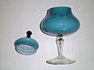 1960 ' s Murano Italian Empoli Glass Apothecary Jar Circus Tent BLUE Carlo Moretti 2