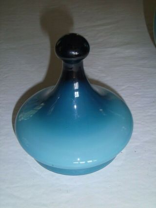 1960 ' s Murano Italian Empoli Glass Apothecary Jar Circus Tent BLUE Carlo Moretti 3