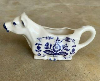Small Hand Painted Delft Blue White Cow Creamer Vintage Pitcher Pourer Japan