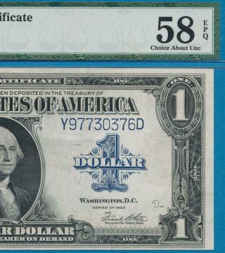 $1.  00 1923 Fr.  237 Silver Certificate Blue Seal Great Eye Appeal Pmg Au58epq