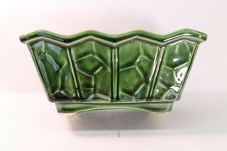 Vintage Mccoy Usa Green Rectangular Ceramic Planter Pottery Patterned