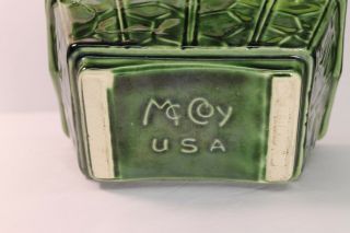 Vintage Mccoy USA Green Rectangular Ceramic Planter Pottery patterned 2