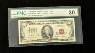 1966 $100 Legal Tender Note Very Fine - 30 Pmg Annotation - Fr 1550