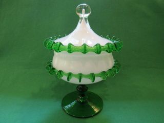 Vintage Murano Empoli ? Italian Art Glass Apothecary Candy Jar Rigaree Mcm