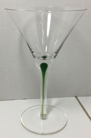 Orrefors Intermezzo Green Martini Glass Stemmed Sweden Crystal