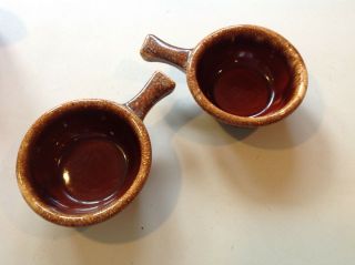 Set Of 2 Vintage Hull Pottery Brown Drip Soup/chili Bowls With Handle Usa