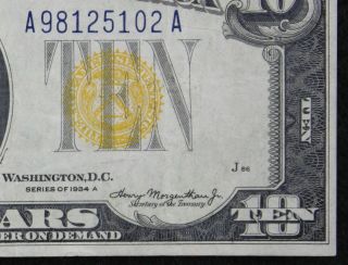 $10 1934a N.  Africa Lfp 86 Yellow Seal Silver Certificate A98125102a Ten Dollar