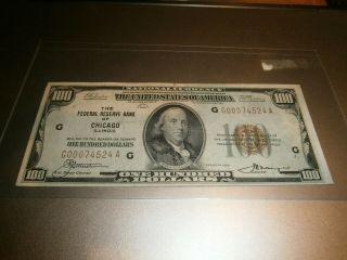 1929 $100 Chicago Federal Reserve Bank Note Crisp,