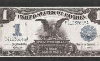 Elliott/ White Black Eagle $1 1899 Silver Cert.  No Pinholes Or Tears