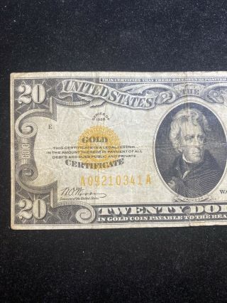 1928 Small Size 20 Dollar Gold Certificate Rare