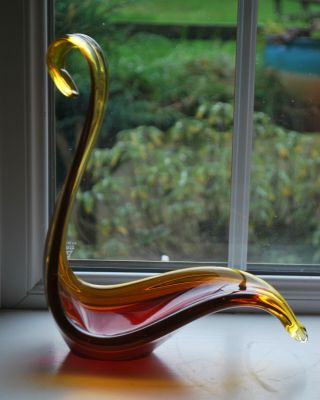 Murano Sommerso Red And Amber Form Organic Sculpture 512