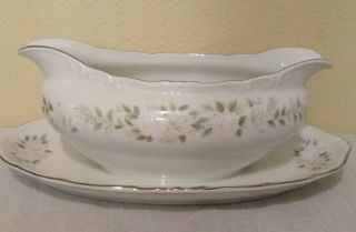 Sheffield Fine China Classic 501 Pattern Gravy Boat With Attached Under Plate