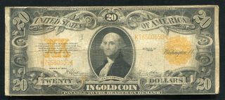 Fr.  1187 1922 $20 Twenty Dollars Gold Certificate Currency Note Very Fine (e)