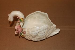 Capodimonte Vintage Porcelain Swan Planter