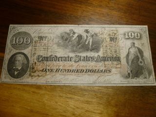 1862 T - 41 $100 Confederate States Of America Note