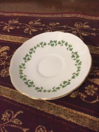 Vintage 5.  5 - Inch Round Green & White Shamrock Plate Regency English Bone China