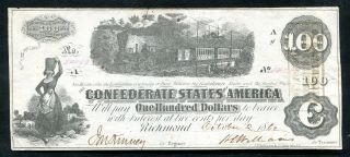 T - 40 1862 $100 One Hundred Csa Confederate States Of America “train” Xf