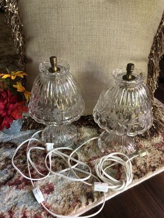 2 Princess House Vintage Crystal Night Stand Vanity Lamp