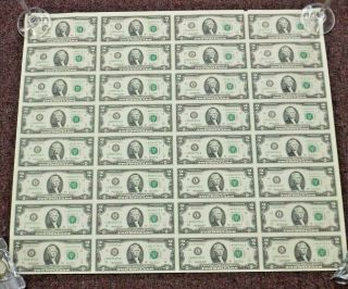 Series 2003 A $2.  00 Uncut Sheet Thirty Two Notes Uncirculated Crisp