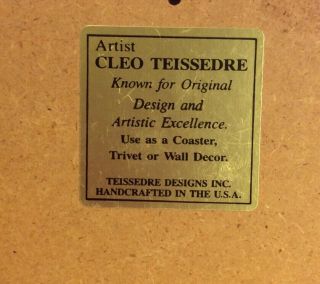 Cleo Teissedre Art 6” Tile Trivet Signed Vintage Southwest,  1984,  Handpainted 3