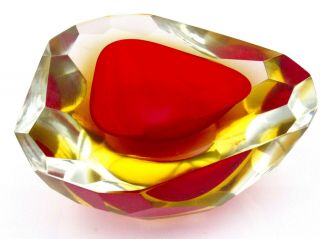 Murano Sommerso Art Glass Space Age Faceted Bowl Reflection