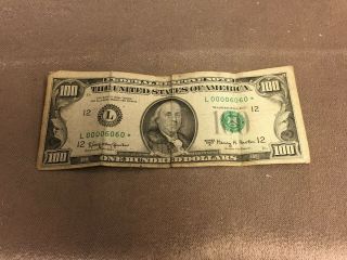 Series 1963 A United States One Hundred Dollar Bill Low Serial Number Star Note