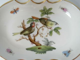 Ashtray Herend Hungary Rothschild Hand Painted Birds Bugs Pretty Gold Trimmed 2