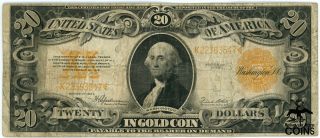 1922 United States $20 Gold Certificate Horse Blanket Currency Note Fr 1187