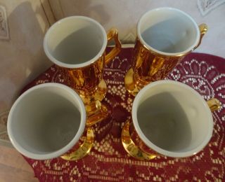 4 Hall China Golden Glo Irish Coffee Pedestal Mugs Cups 6 
