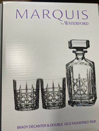 Marquis By Waterford Brandy Decanter & Old Fashion Pair