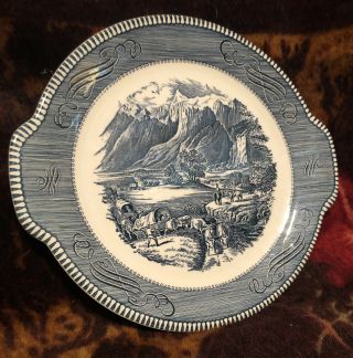 Currier Ives Royal China Platter Tab Handle Cake Plate " The Rocky Mountains " Exc