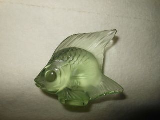 Signed Lalique France Pale Green Angel Fish Figurine